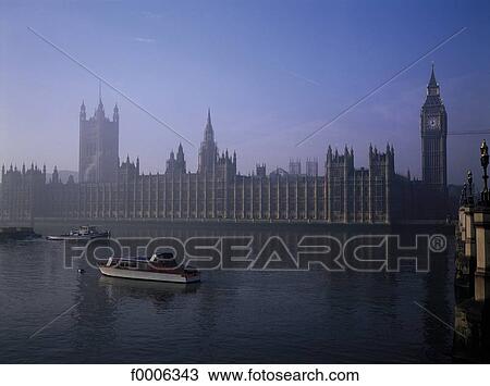 Stock Image - Westminster and Big Ben in the mist. Fotosearch