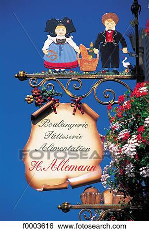 France, Alsace, Village of Eguishem, shop sign View Large Photo Image Stock Photograph - France, Alsace, Village of Eguishem, shop sign. Fotosearch