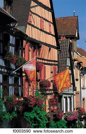 Stock Image - France, Alsace, Village of Riquewihr. Fotosearch