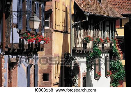 France, Alsace, Village of Riquewihr View Large Photo Image Stock Photo - France, Alsace, Village of Riquewihr. Fotosearch