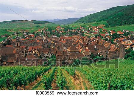 Stock Photo - France, Alsace, Village of Riquewihr. Fotosearch