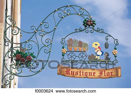 France, Alsace, Wissembourg, florist shop sign View Large Photo Image Picture - France, Alsace, Wissembourg, florist shop sign. Fotosearch