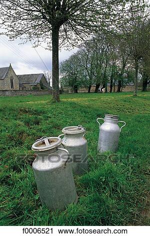 France, Normandy, Milk cans View Large Photo Image Stock Image - France, Normandy, Milk cans. Fotosearch