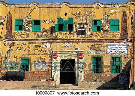 Egyp, Luxor, left bank, painted house View Large Photo Image Stock Photo - Egyp, Luxor, left bank, painted house. Fotosearch