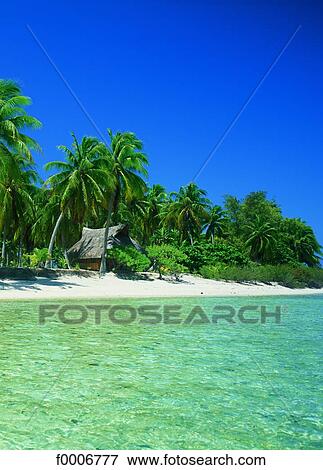 French Polynesia, Rangiroa atoll, cabin on beach View Large Photo Image Stock Photo - French Polynesia, Rangiroa atoll, cabin on beach. Fotosearch