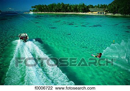 French Polynesia, Water skiing View Large Photo Image Stock Image - French Polynesia, Water skiing. Fotosearch