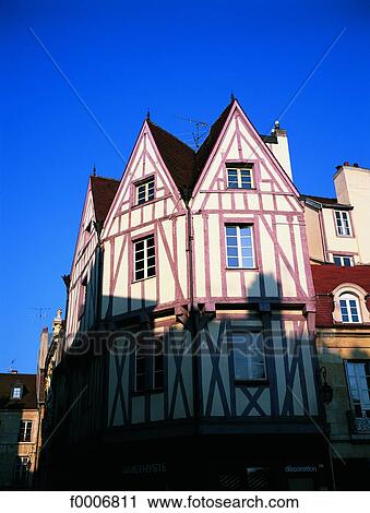 Burgundy, Dijon, house with wood pannels View Large Photo Image Stock Image - Burgundy, Dijon, house with wood pannels . Fotosearch
