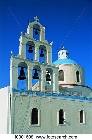 Greece, Santorini, church bell tower View Large Photo Image Stock Photo - Greece, Santorini, church bell tower. Fotosearch