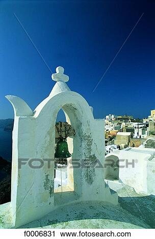 Greece, Santorini, Church tower in the village View Large Photo Image Stock Image - Greece, Santorini, Church tower in the village . Fotosearch