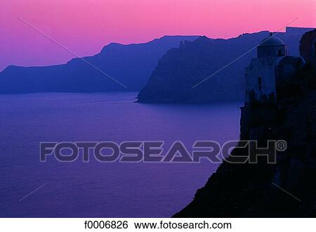 Greece, Santorini, sunset View Large Photo Image Stock Photograph - Greece, Santorini, sunset. Fotosearch