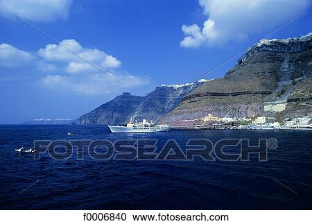 Greece, Santorini, the coast by Ia View Large Photo Image Stock Image - Greece, Santorini, the coast by Ia. Fotosearch