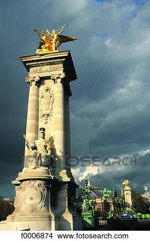 France, Paris, Column of Alexander the IIIrd Bridge View Large Photo Image Picture - France, Paris, Column of Alexander the IIIrd Bridge. Fotosearch