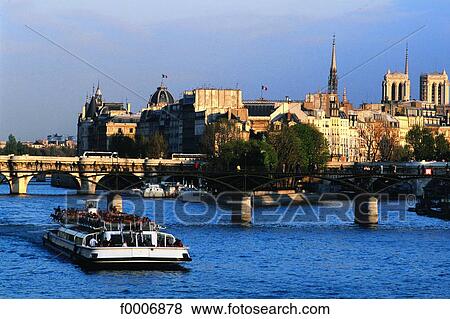Stock Photo - France, Paris, Riverbus on the Seine River. Fotosearch