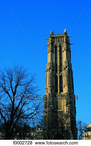 France, Paris, Saint Jacques Tower View Large Photo Image Stock Photo - France, Paris, Saint Jacques Tower. Fotosearch