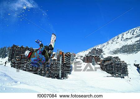 Picture - France, Alps, Avoriaz, surfer. Fotosearch
