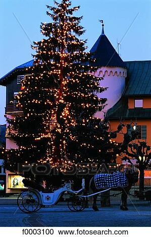 France, Alps, Megeve, Christmas tree and barouche View Large Photo Image Stock Image - France, Alps, Megeve, Christmas tree and barouche. Fotosearch