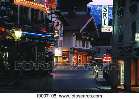 France, Alps, Megeve, shopping street View Large Photo Image Stock Photography - France, Alps, Megeve, shopping street. Fotosearch
