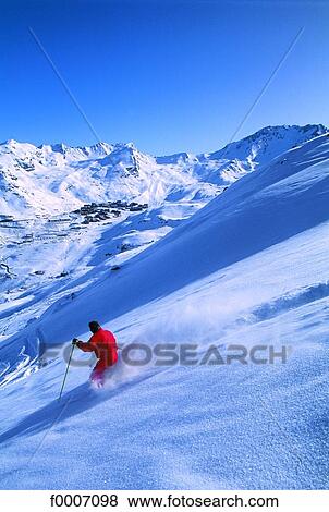 Stock Photo - France, Alps, Val Thorens, skier. Fotosearch