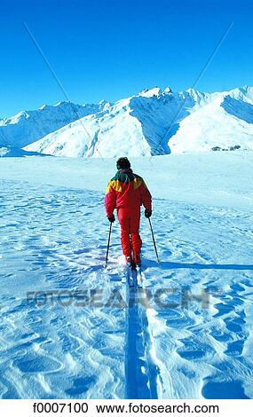Stock Image - France, Alps, Valloire, skier. Fotosearch