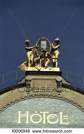 Prague, Architecture detail of a hotel fronton View Large Photo Image Stock Photo - Prague, Architecture detail of a hotel fronton . Fotosearch