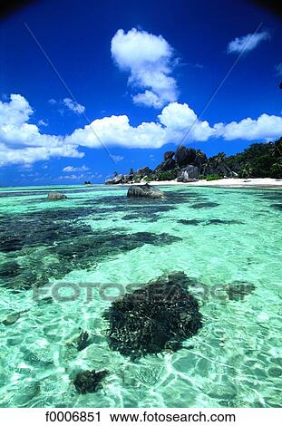 Stock Image - Seychelles, the sea. Fotosearch