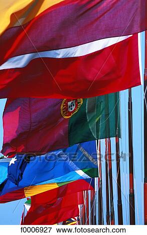 Stock Photo - Italy, Venice, European Community flags. Fotosearch