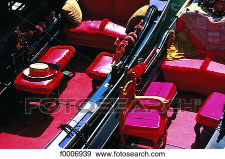 Italy, Venice, Gondola interiors View Large Photo Image Stock Photo - Italy, Venice, Gondola interiors. Fotosearch