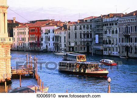 Stock Image - Italy, Venice, Vaporetto on Grand Canal. Fotosearch