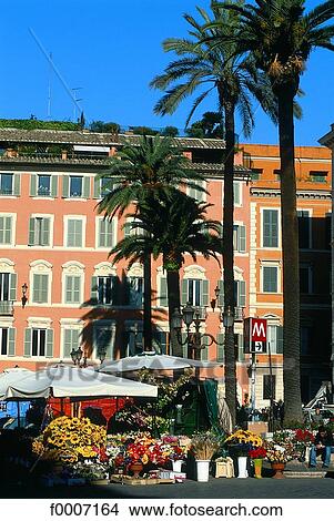 Italy Rome Piazza Di Spagna Flower Market Picture F Fotosearch