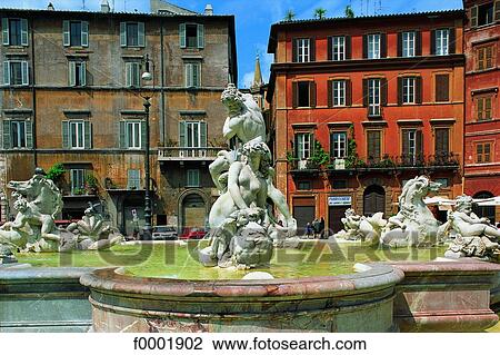 Italy, Rome, Piazza Navona, fountain of Neptune View Large Photo Image Stock Image - Italy, Rome, Piazza Navona, fountain of Neptune. Fotosearch