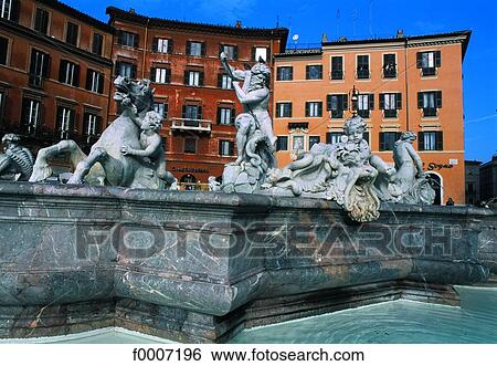 Italy, Rome, Piazza Navona, fountain of Neptune View Large Photo Image Stock Photograph - Italy, Rome, Piazza Navona, fountain of Neptune. Fotosearch