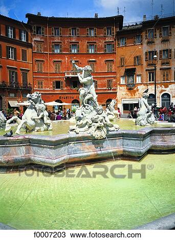 Italy, Rome, Piazza Navona, the fountain of Neptune View Large Photo Image Stock Image - Italy, Rome, Piazza Navona, the fountain of Neptune. Fotosearch