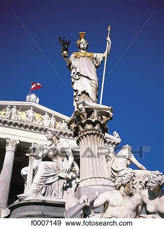 Stock Photo - Vienna, Athena statue at the parliament. Fotosearch