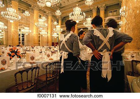 Stock Image - Vienna, Dinner preparation of the Emperor's ball. Fotosearch