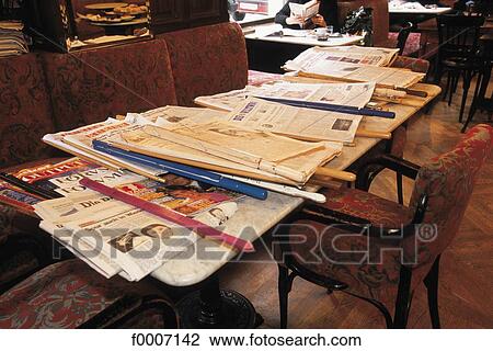 Vienna, Newpapers spread out at the Sperl cafe View Large Photo Image Stock Image - Vienna, Newpapers spread out at the Sperl cafe. Fotosearch