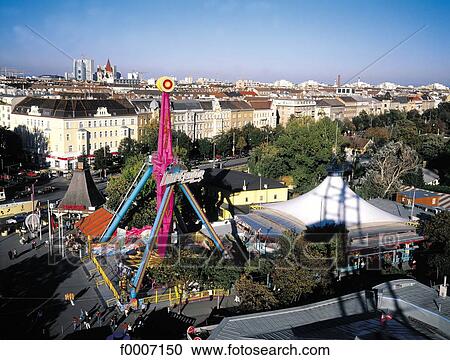 Stock Image - Vienna, View on the Prater amusement park. Fotosearch