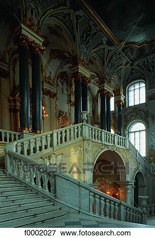 Stock Photo - Russia, Saint Petersburg, Hermitage Museum main stairway. Fotosearch