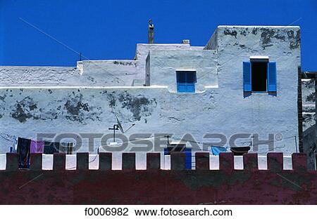Stock Image - Morocco, Essaouira, front of traditional home. Fotosearch