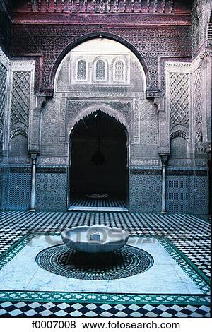 Morocco, Fes, inside a Medersa View Large Photo Image Stock Photo - Morocco, Fes, inside a Medersa. Fotosearch