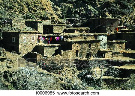 Morocco, Homes in the Ourika Valley View Large Photo Image Stock Photography - Morocco, Homes in the Ourika Valley. Fotosearch