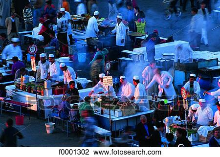 Stock Image - Morocco, Marrakech, Jemaa El Fna Square. Fotosearch