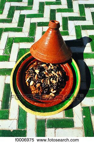 Stock Photography - Morocco, Tajine on bejmat tiles. Fotosearch
