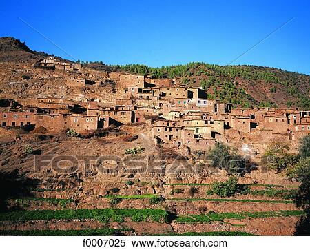 Morocco, Village in High Atlas View Large Photo Image Stock Photography - Morocco, Village in High Atlas. Fotosearch