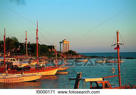 Turkey, Sidas, harbour and Apollon temple View Large Photo Image Stock Image - Turkey, Sidas, harbour and Apollon temple. Fotosearch