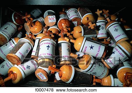 Jerusalem, Souvenirs: containers filled with Holy Land View Large Photo Image Stock Photo - Jerusalem, Souvenirs: containers filled with Holy Land. Fotosearch