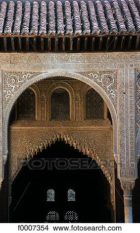 Picture - Spain, Andalusia, Grenada, Alhambra, patio of the Myrtes. Fotosearch