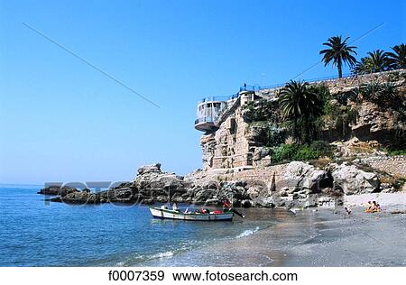 Spain, Andalusia, Nerja, balcony of Europe View Large Photo Image Stock Photo - Spain, Andalusia, Nerja, balcony of Europe. Fotosearch