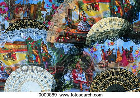 Stock Photo - Spain, Andalusia, Seville, fans. Fotosearch