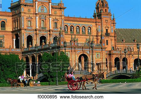 Stock Photography - Spain, Andalusia, Seville, Spain Square. Fotosearch