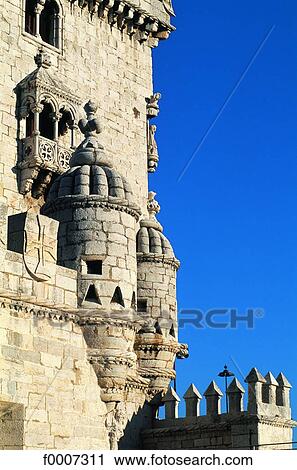 Stock Image - Portugal, Lisbon, Belem Tower, architecture detail. Fotosearch